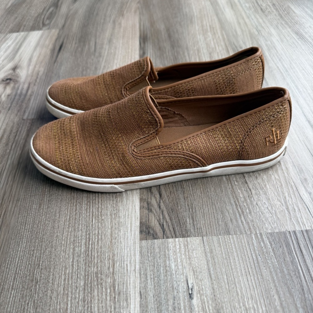Ralph Lauren 8 Janis Sneaker Shoe‎ Classic Brown Monogram Comfort Preppy